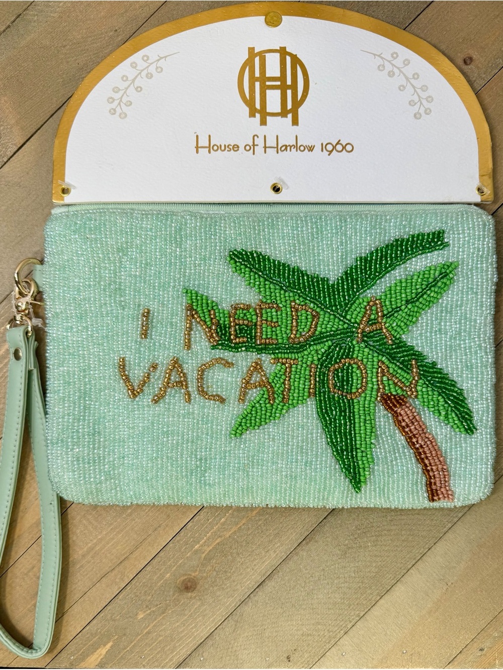 House of Harlow 1960 Vacation  Beaded Wristlet Clutch